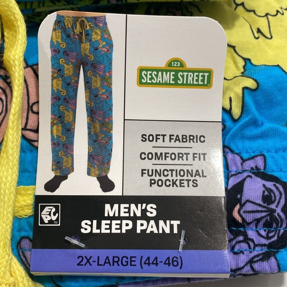 Sesame Street Sleep Lounge Pajama Pants Pockets Big Bird Oscar Elmo Count‎ NWT - Picture 4 of 5